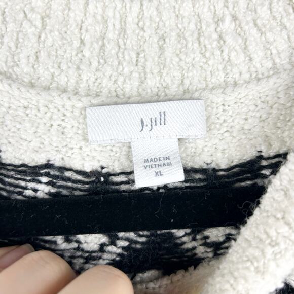J.Jill Black & White Fair Isle Sweater – Classic Winter‎ Knit, Size XL - Picture 4 of 7